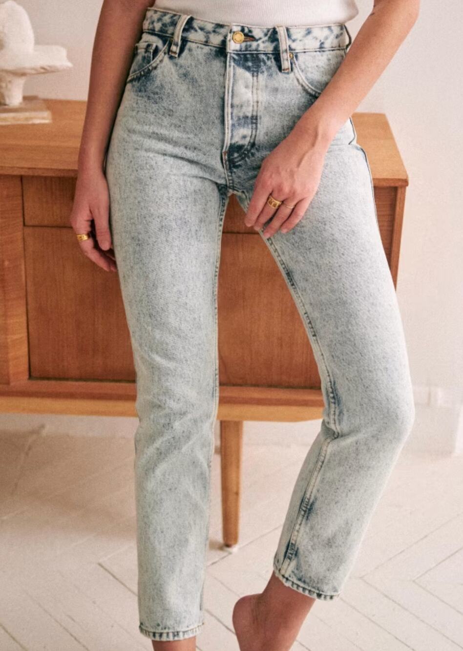 NWT Sezane Brut Sexy Edge Blue Staight Slim Jeans Size 28